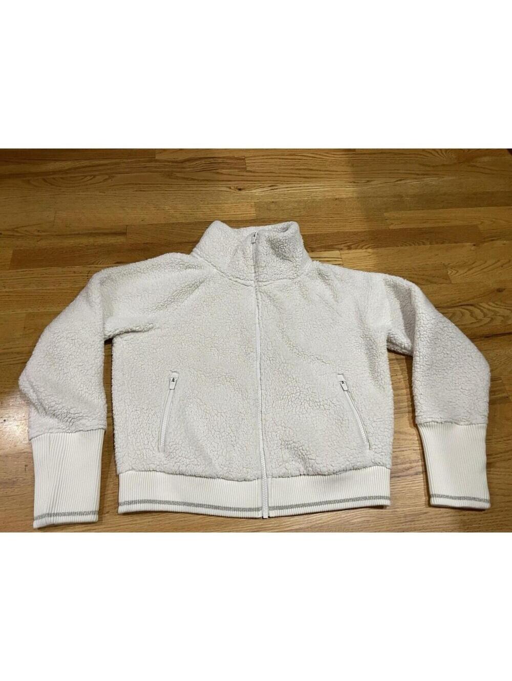 Athleta Women's Tugga Sherpa Jacket Ivory Cream M Medium Full Zip